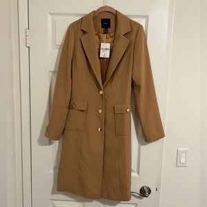Beige Fitted Trench Coat